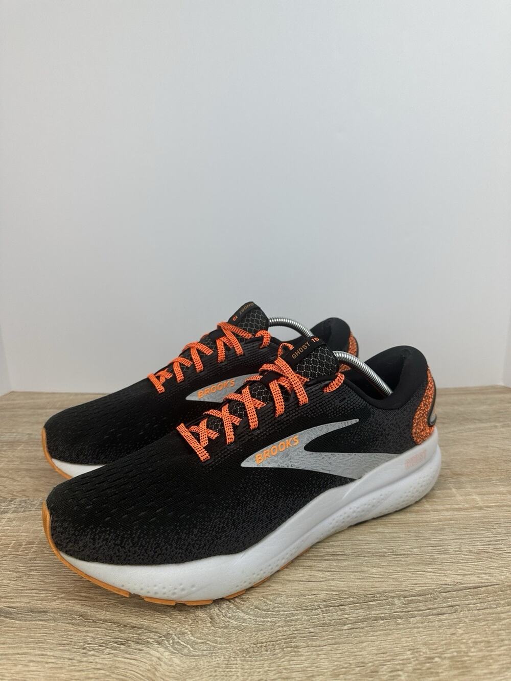 Brooks Ghost 16 Men’s Size 11 Running Shoes Black Orange Athletic Sneakers EU 45